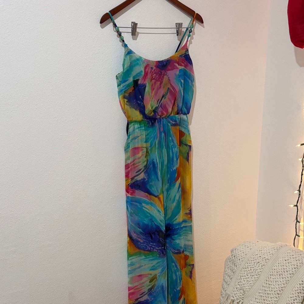 Bisou Bisou Vibrant Blue and Multicolor Dress